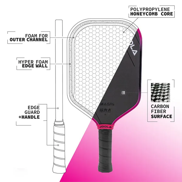 Vợt Pickleball Joola Tyson Magnus 3S 16mm Paddle Màu Đen/Hồng - Pickleball - Vua Hàng Hiệu