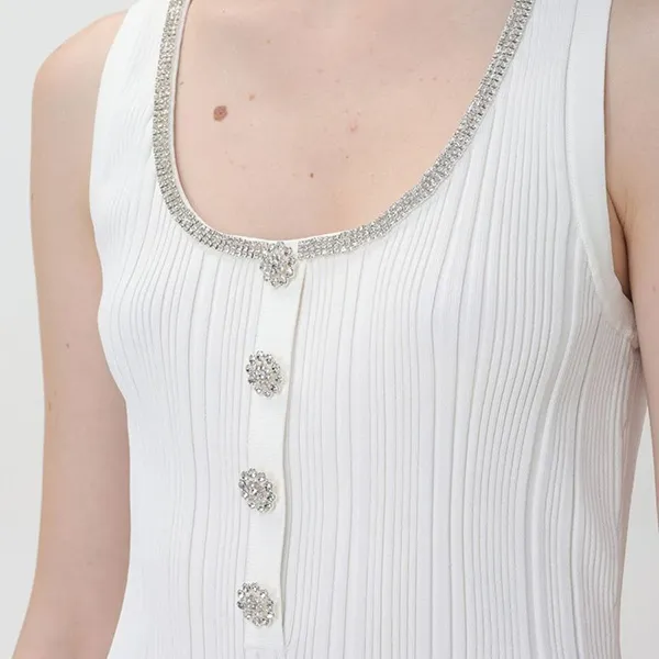 Áo Ba Lỗ Nữ Self-Portrait In White PF24145TBWWHITE Tank Top Màu Trắng Size M - Thời trang - Vua Hàng Hiệu