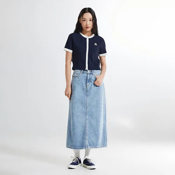 Áo Cardigan Nữ Spao Cable Crop Cardigan SPCKE37G42 Màu Xanh Navy Size S