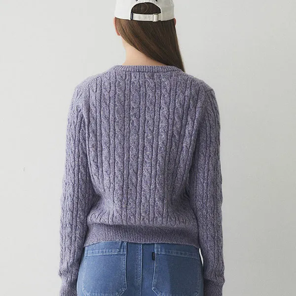 Áo Cardigan Nữ WHOAU Steve Color Cable WHCKE4991F Màu Tím Size S