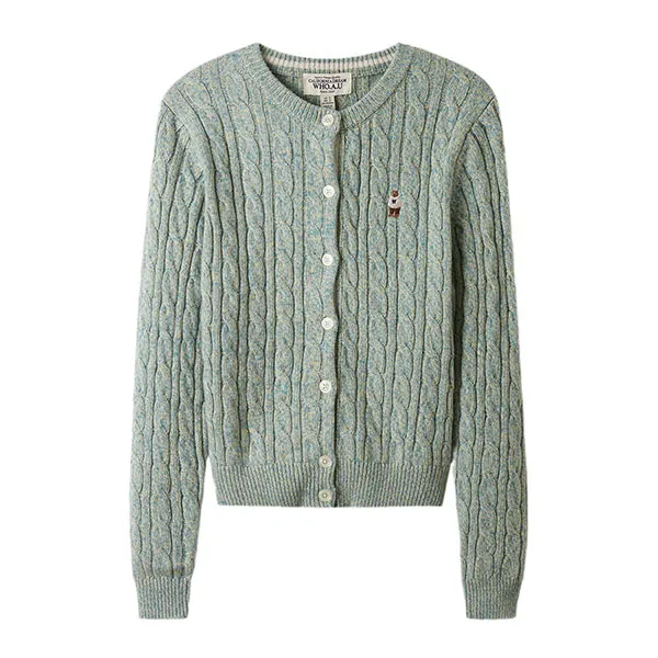 Áo Cardigan Nữ WHOAU Steve Color Cable WHCKE4991F Màu Xanh Lá Size S