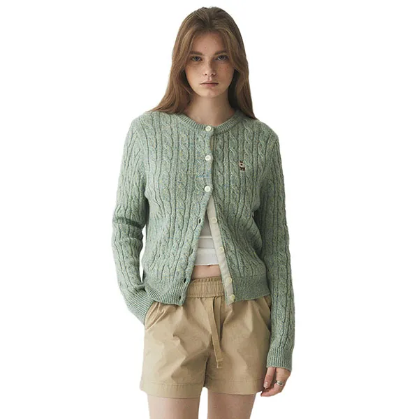 Áo Cardigan Nữ WHOAU Steve Color Cable WHCKE4991F Màu Xanh Lá Size S