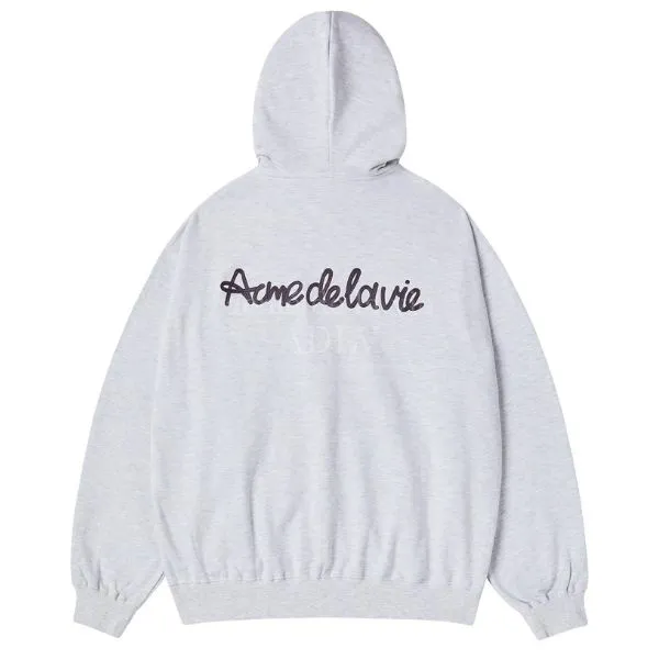 Áo Hoodie Acmé De La Vie ADLV Script Chain Needlework Hoodie Zip Up Màu Ghi