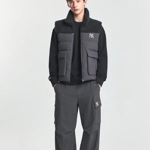 Áo Khoác Gile MLB Woven Mix Fleece Vest New York Yankees 3AFDB0246-50CGS Màu Đen Size S
