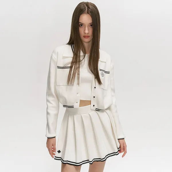 Áo Khoác Len Nữ SMFK White With Logo Embroidered UG008W Màu Trắng Size M - Thời trang - Vua Hàng Hiệu
