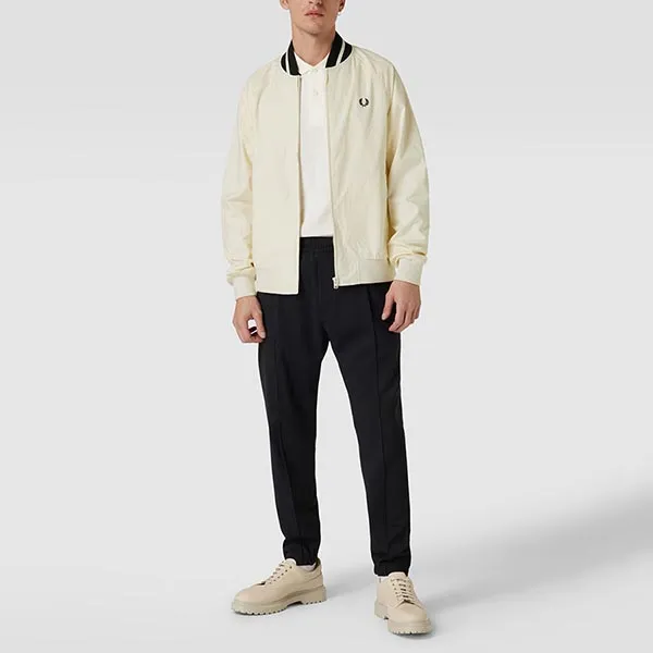 Áo Khoác Nam Fred Perry Bomberjacke Mit Label-Stitching In Offwhite L5530-560 Màu Trắng Kem Size XS - Thời trang - Vua Hàng Hiệu