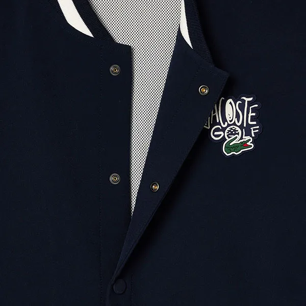 Áo Khoác Nam Lacoste Men's Varsity Water-Repellent Golf Windbreaker SH2925-HHW Màu Xanh Navy Size 4