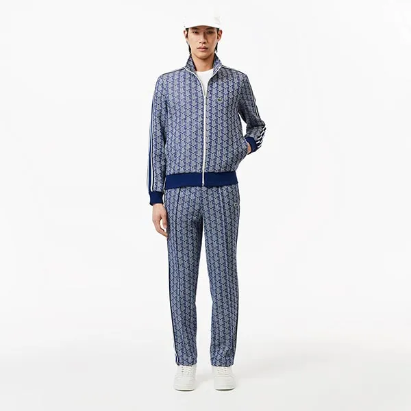 Áo Khoác Nam Lacoste Monogram Zip-Up Sweatshirt SH1368 - QIE Màu Xanh Navy Size 4 - Thời trang - Vua Hàng Hiệu