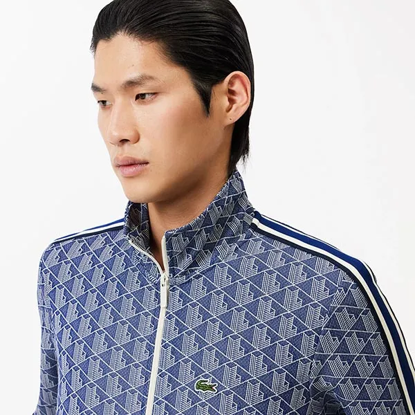 Áo Khoác Nam Lacoste Monogram Zip-Up Sweatshirt SH1368 - QIE Màu Xanh Navy Size 4 - Thời trang - Vua Hàng Hiệu