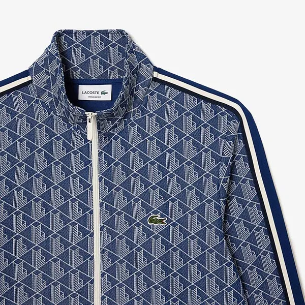 Áo Khoác Nam Lacoste Monogram Zip-Up Sweatshirt SH1368 - QIE Màu Xanh Navy Size 4 - Thời trang - Vua Hàng Hiệu