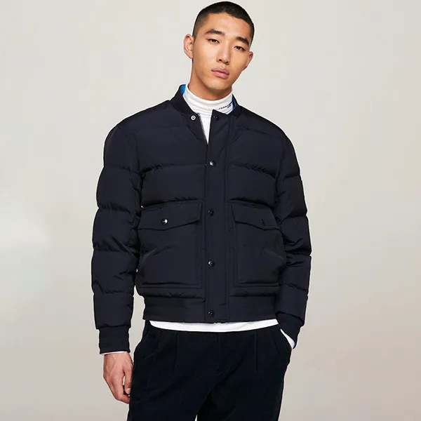 Áo Khoác Nam Tommy Hilfiger Reversible Down Bomber Jacket MW32800 - 400 Hai Mặt Màu Navy/Xanh Size XS