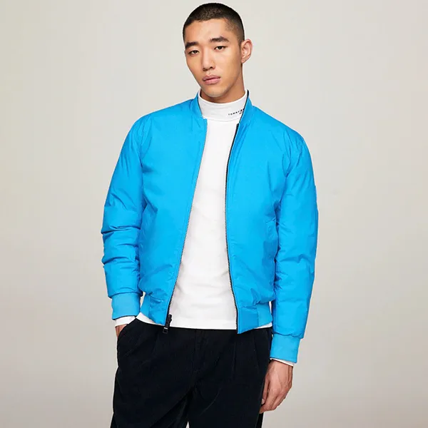Áo Khoác Nam Tommy Hilfiger Reversible Down Bomber Jacket MW32800 - 400 Hai Mặt Màu Navy/Xanh Size XS