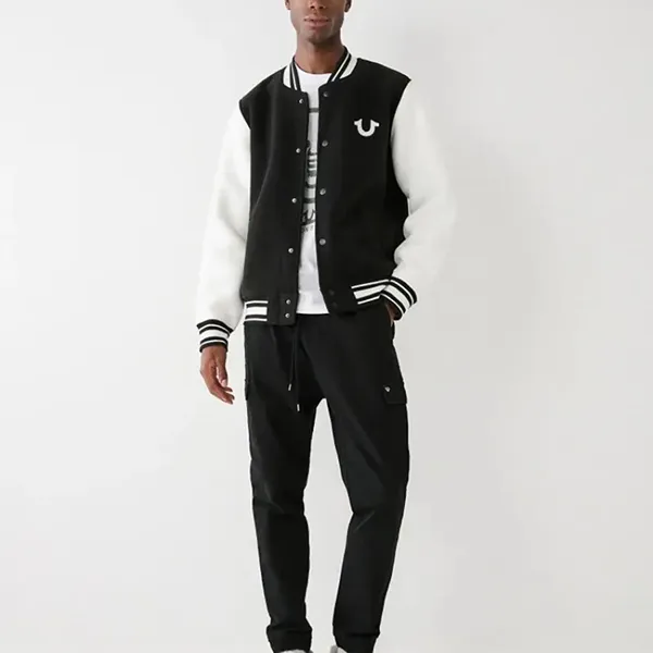 Áo Khoác Nam True Religion Fleece College Jacke Herren INYV41392 Màu Đen Trắng Size M - Thời trang - Vua Hàng Hiệu