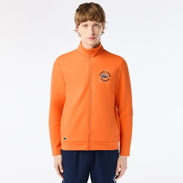 Áo Khoác Nỉ Nam Lacoste Miami Open Edition Tennis Sweatshirt SH8386-5QP Màu Cam Size 4