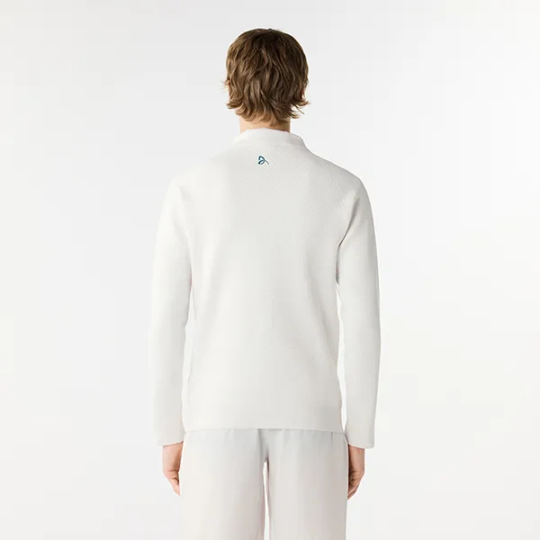 Áo Khoác Nỉ Nam Lacoste Tennis X Novak Djokovic Zip Up Jacket SH7541-001 Màu Trắng Size 3