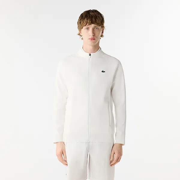 Áo Khoác Nỉ Nam Lacoste Tennis X Novak Djokovic Zip Up Jacket SH7541-001 Màu Trắng Size 3