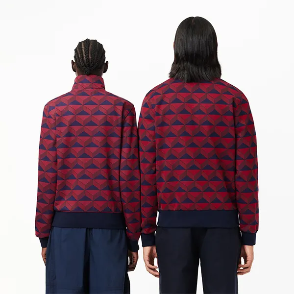 Áo Khoác Nỉ Unisex Lacoste Graphic Motif Sweatshirt SH8116-IKL Màu Đỏ Xanh Navy Size M