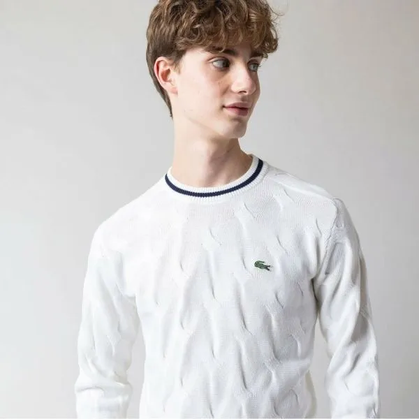Áo Len Nam Lacoste Deformed Cable AH148LJ - 70V Màu Trắng Size 4 - Thời trang - Vua Hàng Hiệu