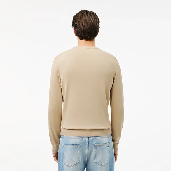 Áo Len Nam Lacoste Men's Round Neck Cotton Sweater Màu Be Size 2