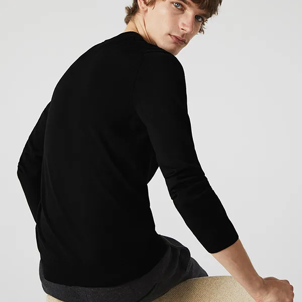 Áo Len Nam Lacoste Men's V-Neck Merino Wool Sweater AH1990-031 Màu Đen Size 2 - Thời trang - Vua Hàng Hiệu