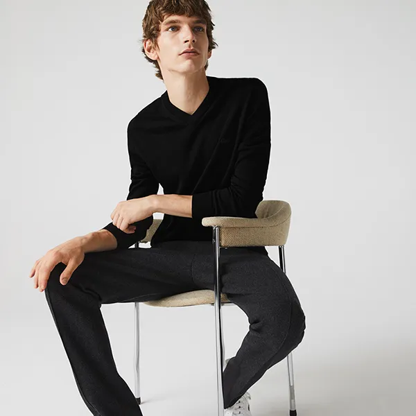 Áo Len Nam Lacoste Men's V-Neck Merino Wool Sweater AH1990-031 Màu Đen Size 2 - Thời trang - Vua Hàng Hiệu