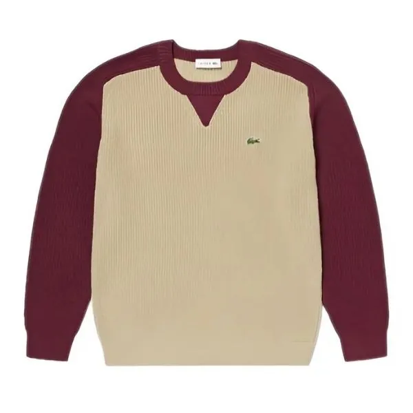 Áo Len Nam Lacoste Raglan Sleeve Hybrid AH146EL - ZS1 Màu Be Đỏ Size 4