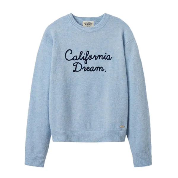 Áo Len WHOAU Lettering Sweater WHKAE4T83F Màu Xanh Blue