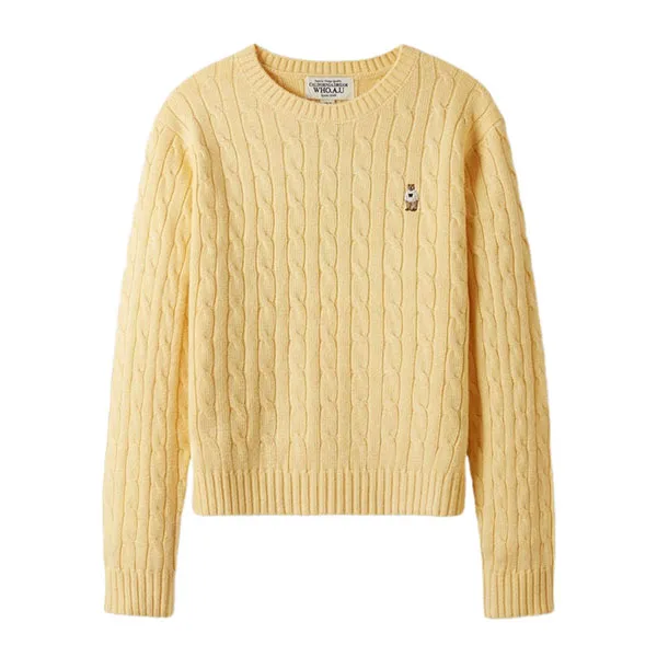 Áo Len Nữ WHOAU Steve Cable R-neck Pull Over WHKAE4901F Màu Vàng Size S - Thời trang - Vua Hàng Hiệu
