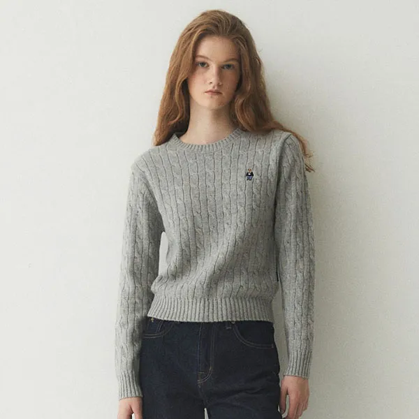 Áo Len Nữ WHOAU Steve Cable R-neck Pull Over WHKAE4901F Màu Xám - Thời trang - Vua Hàng Hiệu