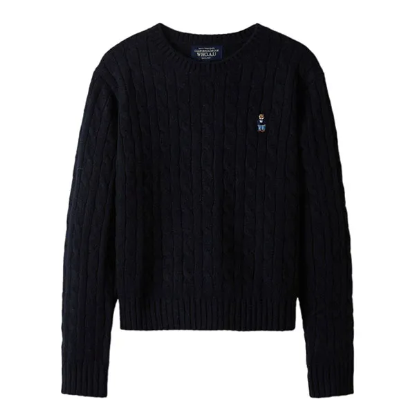 Áo Len Nữ WHOAU Steve Cable R-neck Pull Over WHKAE4901F Màu Xanh Navy Size M