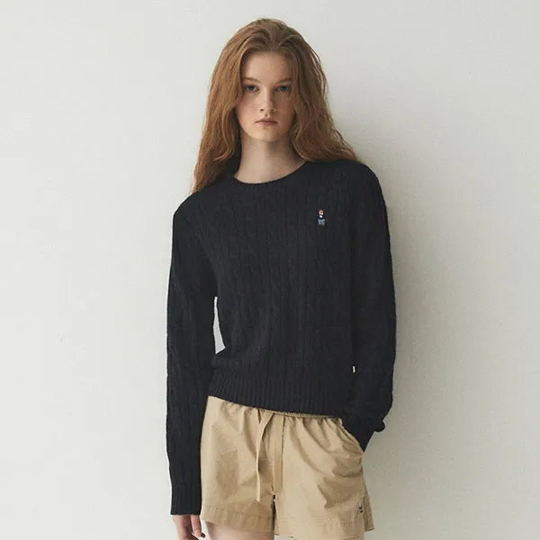 Áo Len Nữ WHOAU Steve Cable R-neck Pull Over WHKAE4901F Màu Xanh Navy Size M