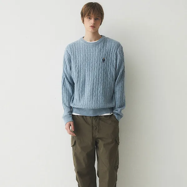 Áo Len Nam WHOAU Steve Cable Sweater (U) WHKAE1102M Màu Xanh Dương - Thời trang - Vua Hàng Hiệu