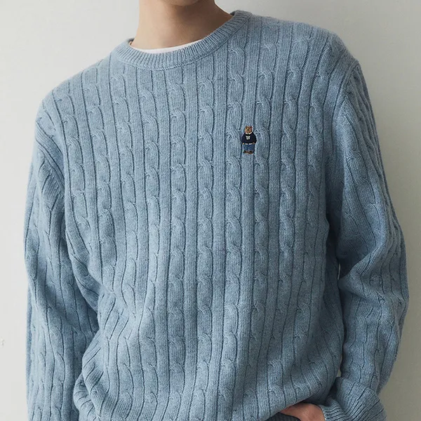Áo Len Nam WHOAU Steve Cable Sweater (U) WHKAE1102M Màu Xanh Dương - Thời trang - Vua Hàng Hiệu