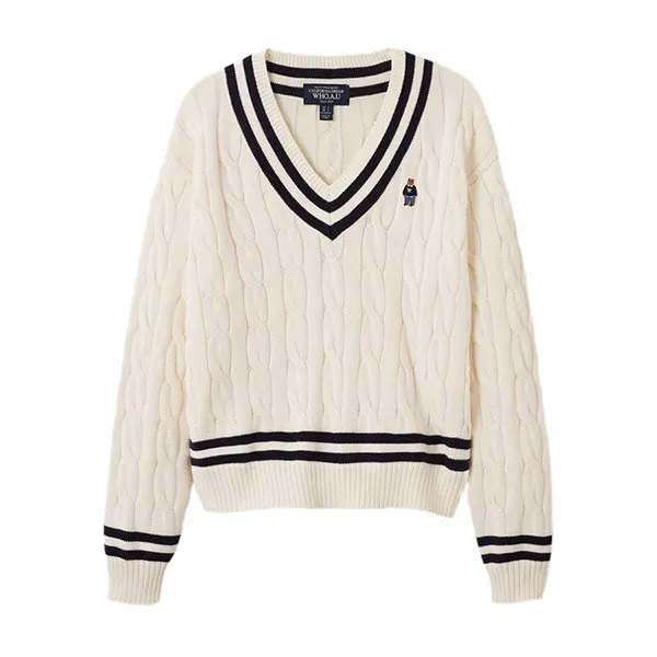Áo Len WHOAU Steve Cable Tilden Sweater(F) WHKAE4T84F Màu Trắng Kem