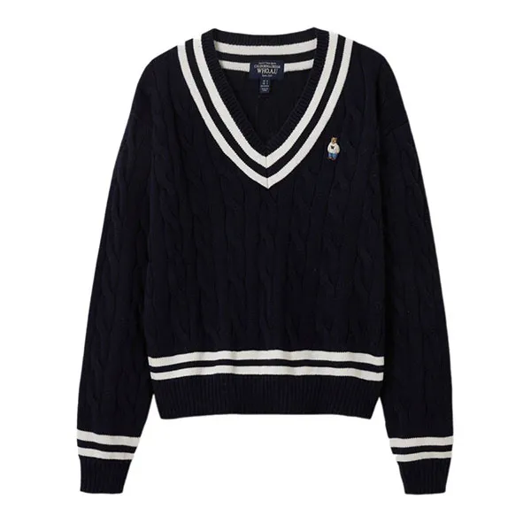 Áo Len WHOAU Steve Cable Tilden Sweater(F) WHKAE4T84F Màu Xanh Navy