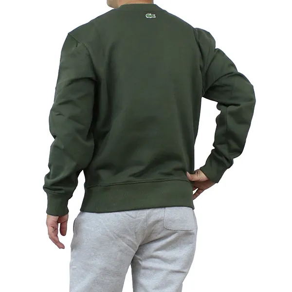 Áo Nỉ Sweater Lacoste 3D Logo Organic Cotton Fleece SH7582 S7T Màu Xanh Olive Size XS