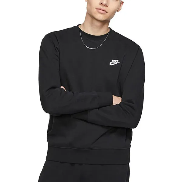Áo Nỉ Nam Sweater Nike Club Fleece Crew Black BV2662-010 Màu Đen Size XS