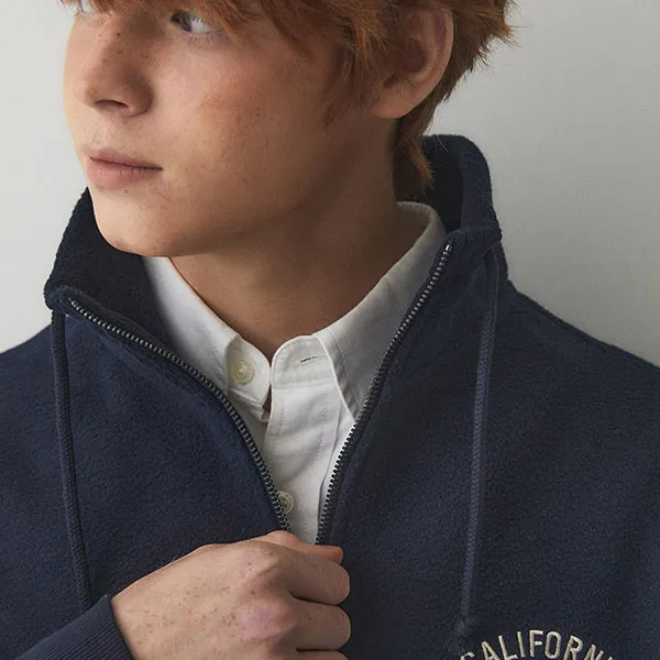 Áo Nỉ Sweater WHOAU Fleece Pocket Half Zip-up WHMAE4V31U-NV Màu Xanh Navy