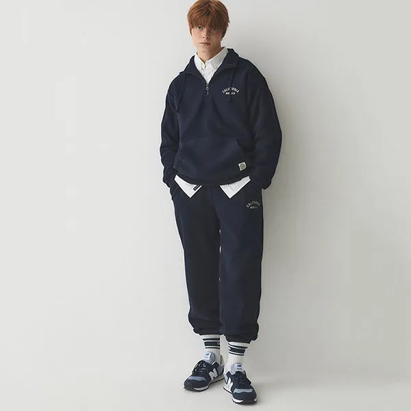 Áo Nỉ Sweater WHOAU Fleece Pocket Half Zip-up WHMAE4V31U-NV Màu Xanh Navy