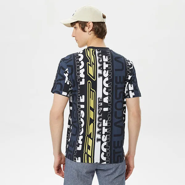 Áo Phông Nam Lacoste Regular Fit Crew Neck Printed Black Tshirt TH0378-78S Phối Màu Size 3