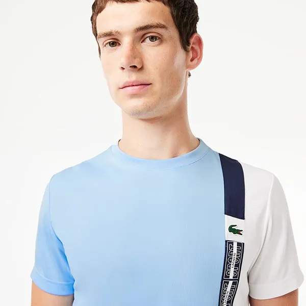 Áo Phông Nam Lacoste Regular Fit Recycled Fabric Tennis TH1784 - LVI Tshirt Màu Xanh Phối Trắng Size 3 - Thời trang - Vua Hàng Hiệu