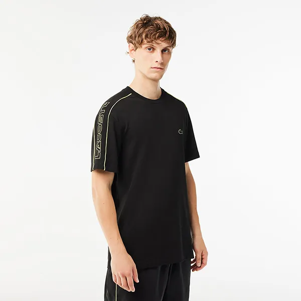 Áo Phông Nam Lacoste Regular Fit Technical Piqué Print T-Shirt TH1411 - 6VT Màu Đen Size 4
