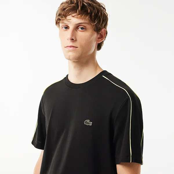 Áo Phông Nam Lacoste Regular Fit Technical Piqué Print T-Shirt TH1411 - 6VT Màu Đen Size 4