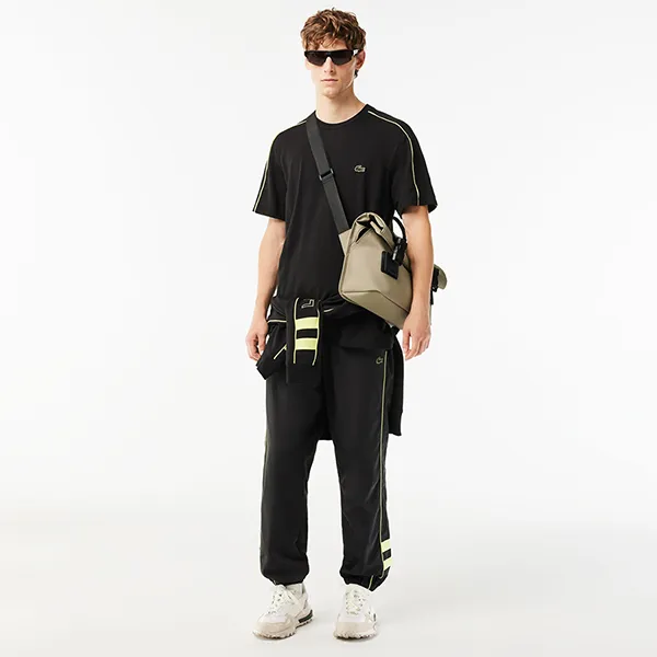 Áo Phông Nam Lacoste Regular Fit Technical Piqué Print T-Shirt TH1411 - 6VT Màu Đen Size 4