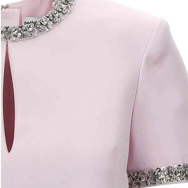Áo Phông Nữ Self-Portrait In Pink AW24002TAPPINK Tshirt Màu Hồng Size 6 - Thời trang - Vua Hàng Hiệu