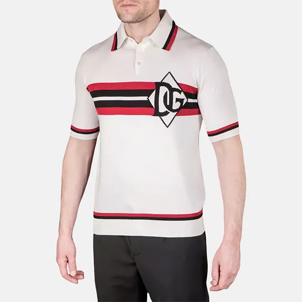 Áo Polo Nam Dolce & Gabbana D&G Polo Shirt GX884T JASHW S9000 Màu Màu Trắng Phối Đỏ Size 44