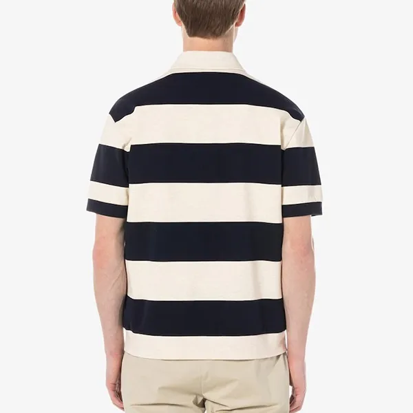 Áo Polo Nam Lacoste Half Zip Color Block Polo Shirt PH544E 166 Màu Xanh Navy Trắng Size 3