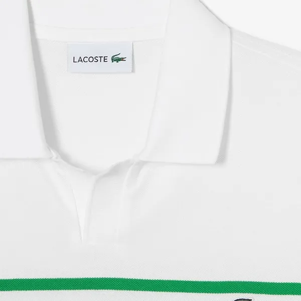 Áo Polo Nam Lacoste Men's Open Collar Marine Stripe PH286E-54G UYX Màu Trắng Kẻ Xanh Size 4