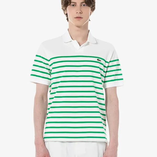 Áo Polo Nam Lacoste Men's Open Collar Marine Stripe PH286E-54G UYX Màu Trắng Kẻ Xanh Size 4