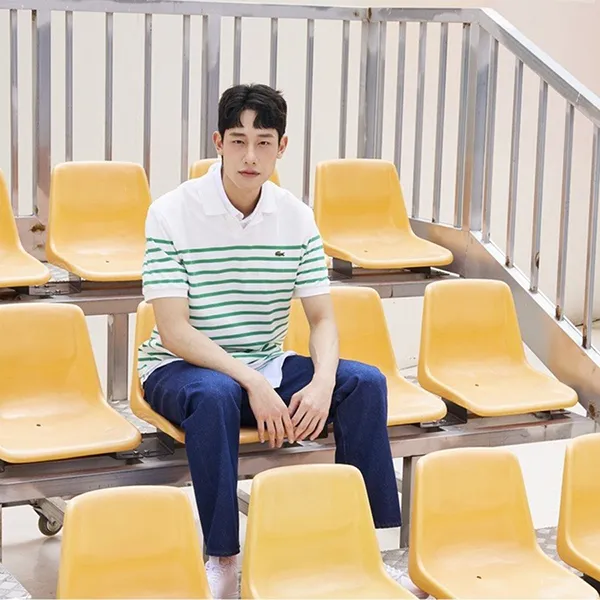 Áo Polo Nam Lacoste Men's Open Collar Marine Stripe PH286E-54G UYX Màu Trắng Kẻ Xanh Size 4